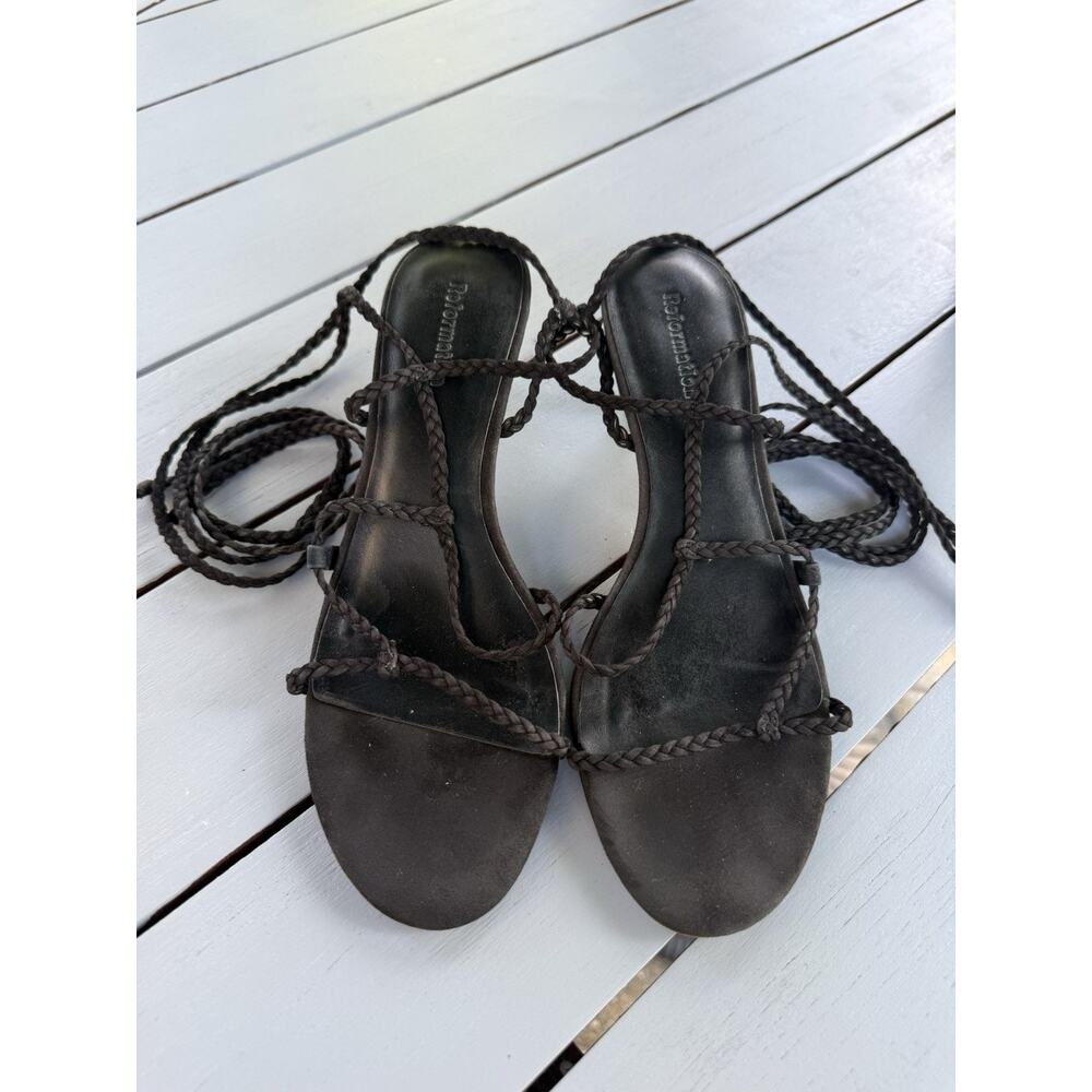 Reformation Porto Sandals Women’s Size 7.5M Black Suede Strappy Lace Up Heels - Picture 3 of 15